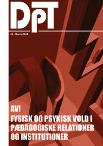 Forside af DpT magasin nummer 1, marts 2025, med grafisk abstrakt design i røde og brune nuancer. Øverst står logoet “DpT” og “#1 · Marts 2025” over det kunstneriske mønster.